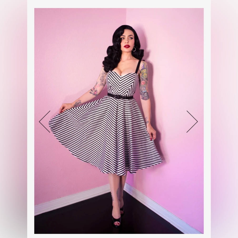 DOLLFACE DRESS IN BLACK AND WHITE - VIXEN BY MICHELINE PITT